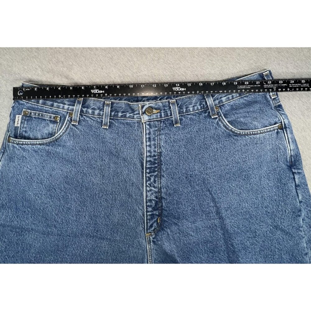 Carhartt Jeans Mens 46x30 Blue Fleece Lined Relaxed Fit Straight Workwear Denim - Picture 8 of 12